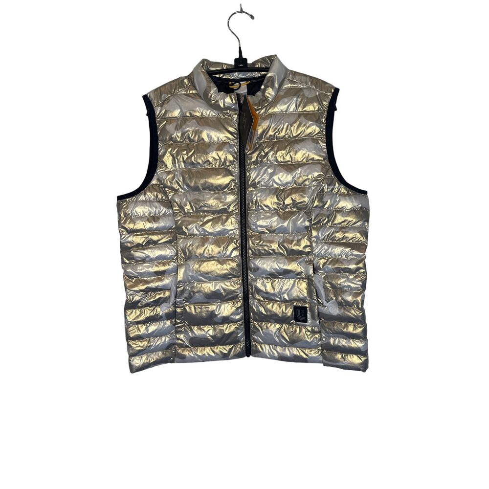 Lole Maria Metallic Gold Camouflage Puffer Vest NWT Sz Lg Zipper Closure Women